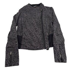Express Women's Leopard Print Jacket Size Small Knit gray black